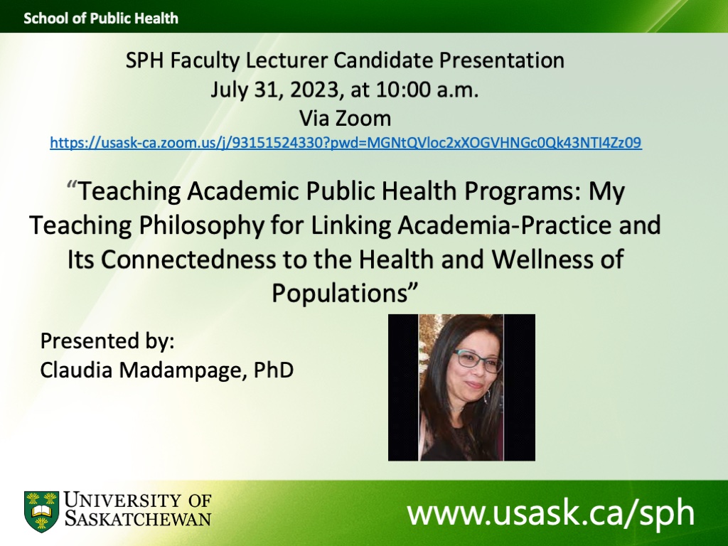 Claudia Mandampage SPH Faculty Lecturer Candidate Presentation