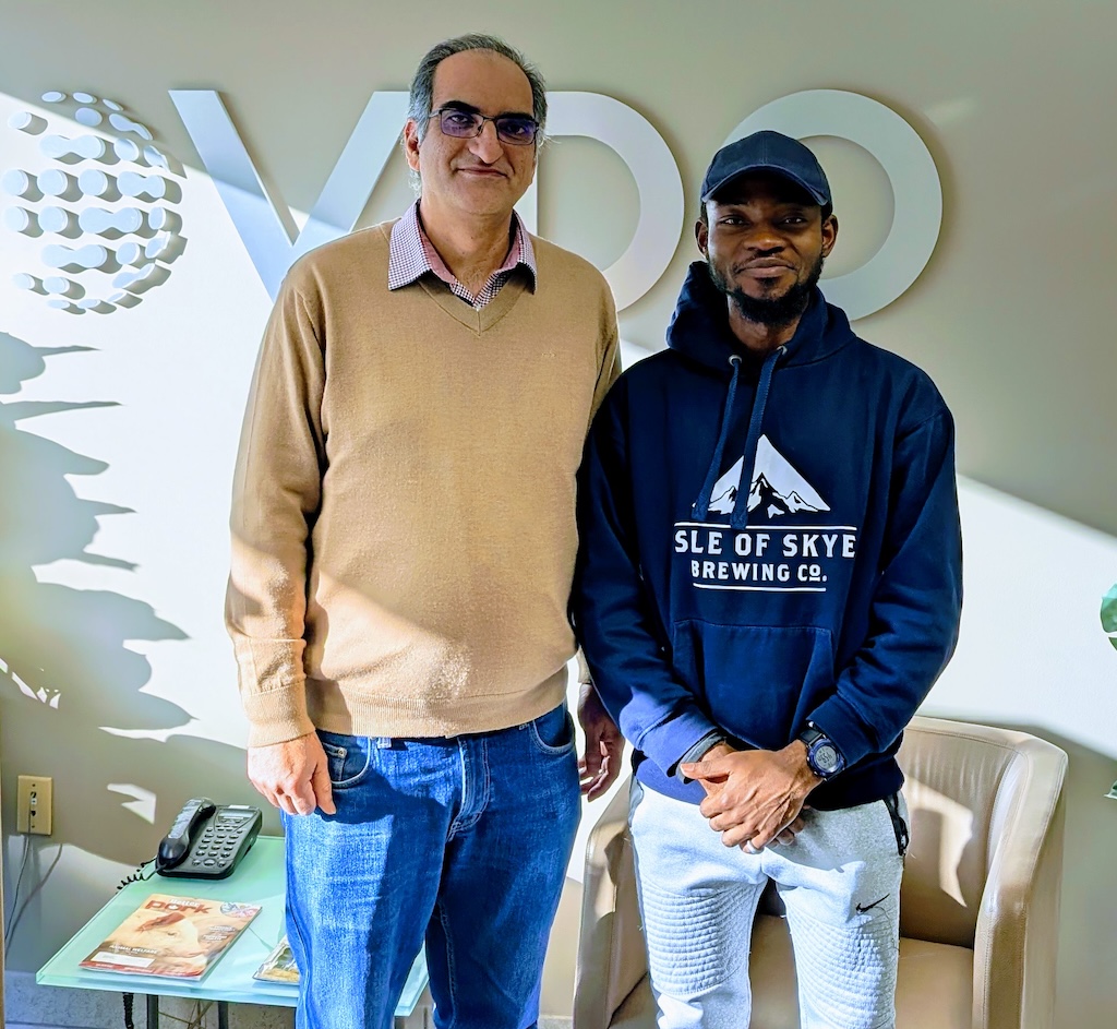 Shamsuddeen Ma'aruf with his doctoral supervisor Neeraj Dhar