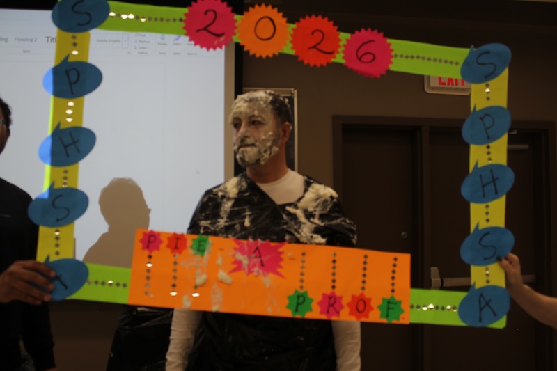 Dr. Szafron getting pied