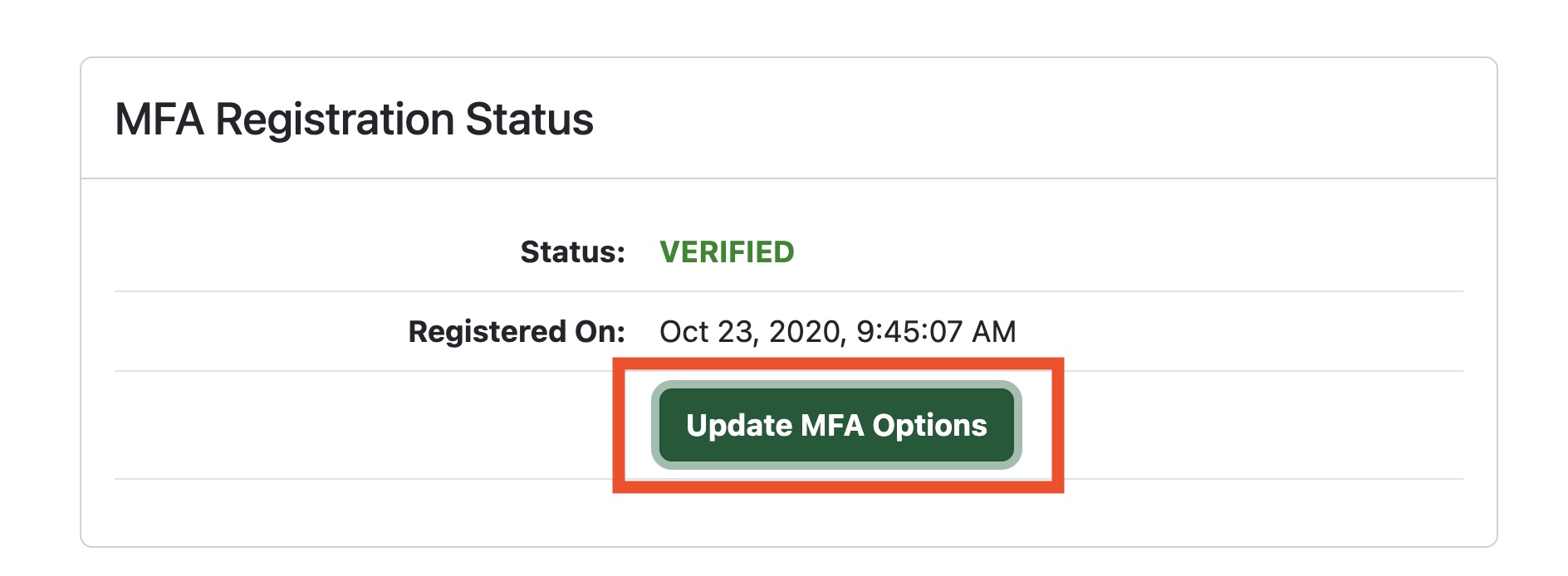 Where to click to edit your MFA settings