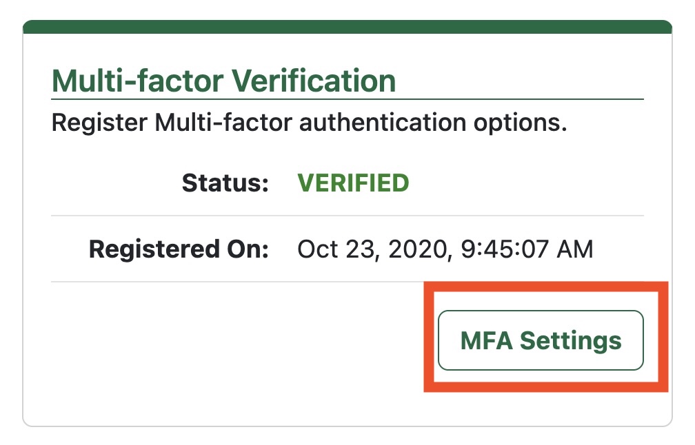 Editing MFA Options in My Profile