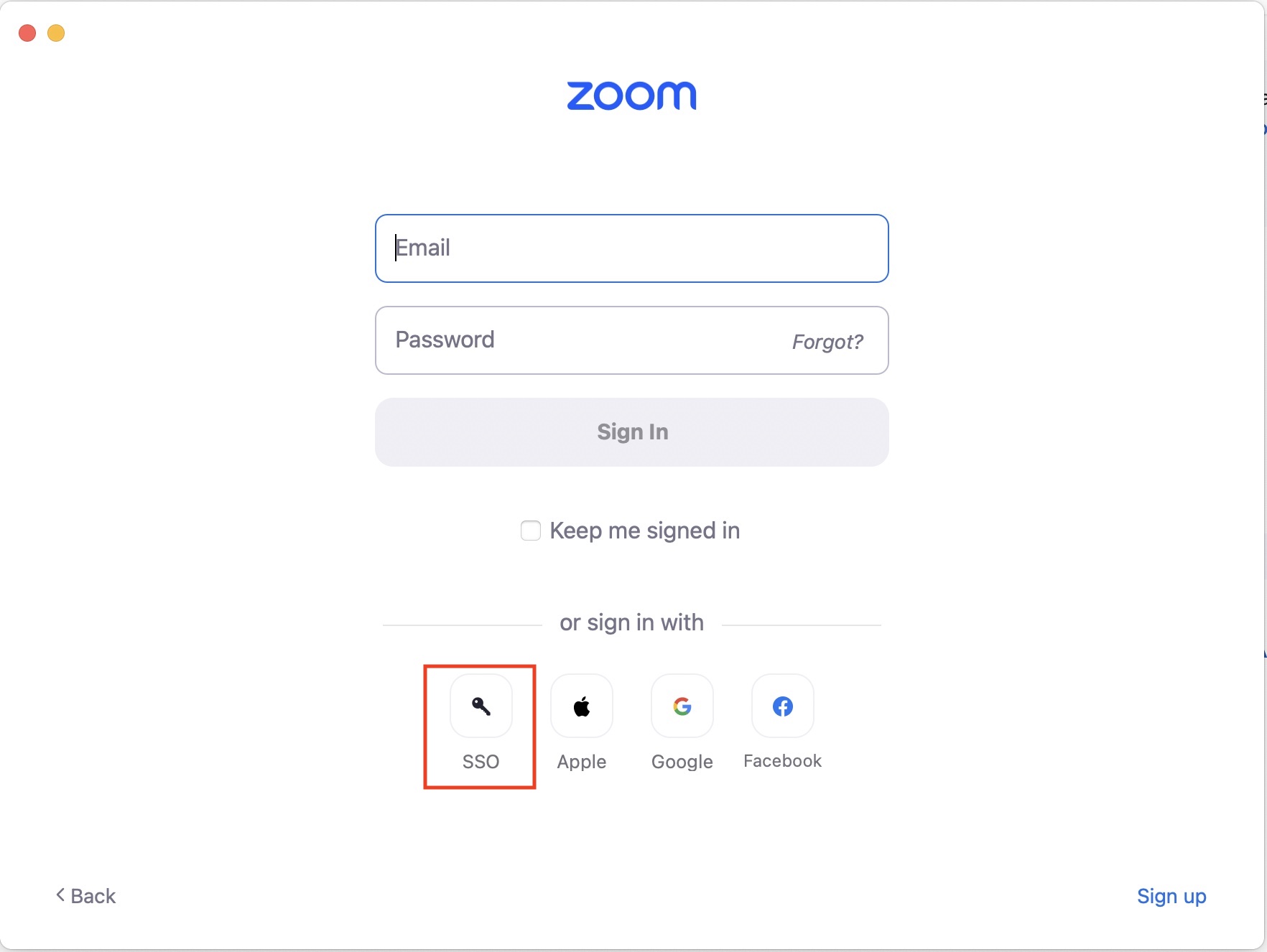 Zoom Login Page